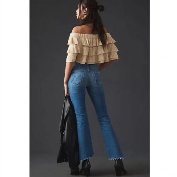 Mother The Insider Crop Step Fray Jeans in Sorry I'm Staring 25 NWT - Picture 3 of 11
